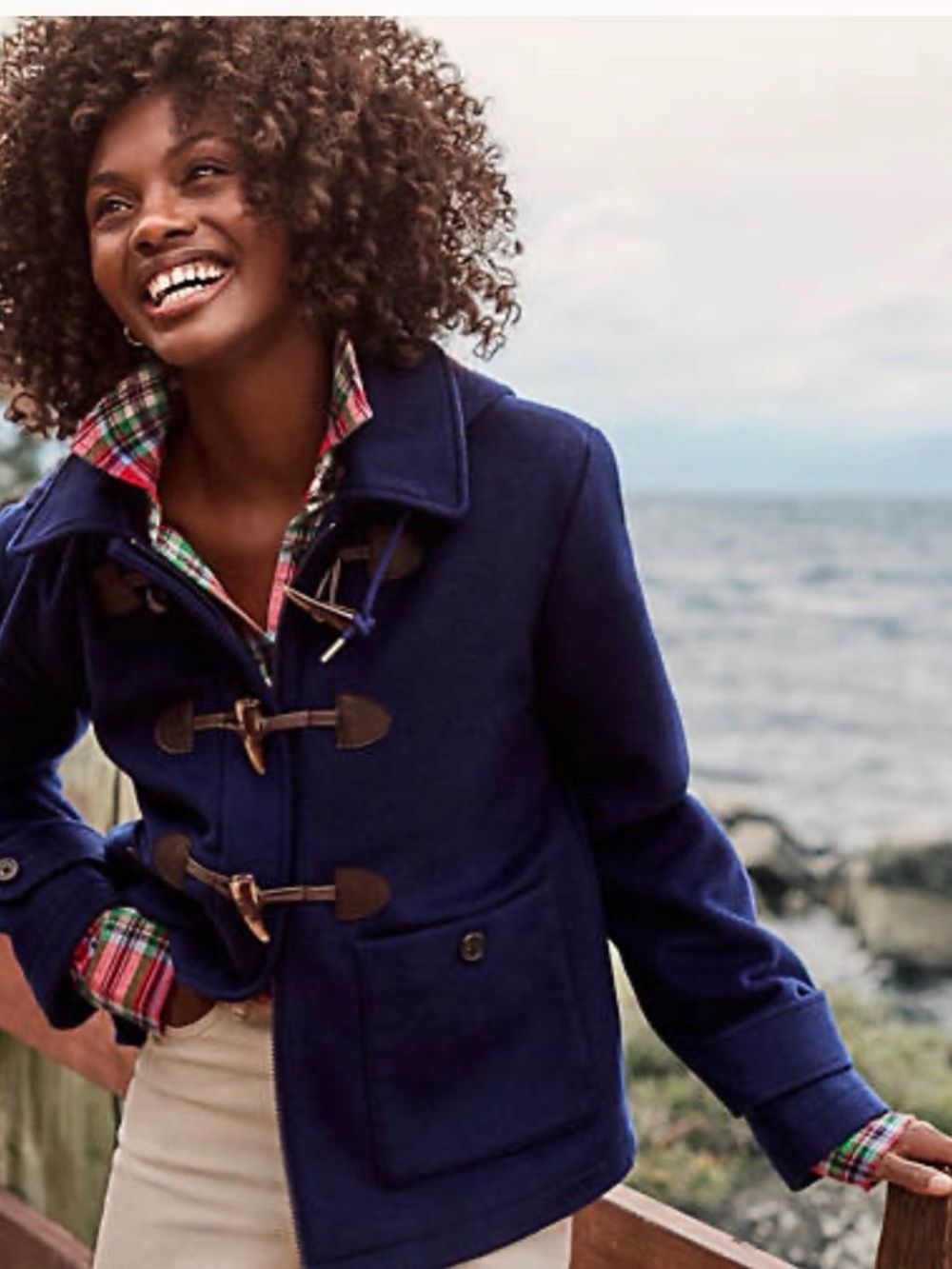 NWT Eddie Bauer Navy Toggle Wool-Blend duffel coat - Women, medium, stunning